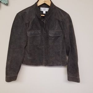 DKNY Brown suede leather jacket.
